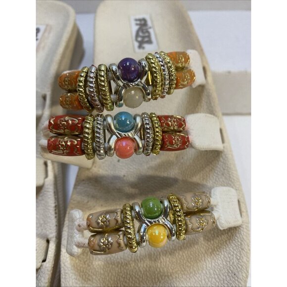 FRISKY BRAND TAN BEADED SANDOLS Size 8 ~ New - Picture 3 of 9